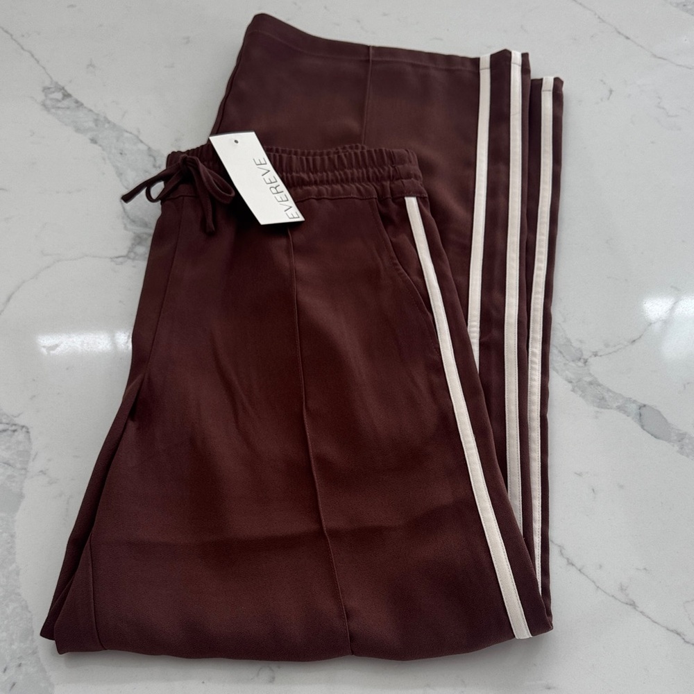 Z Supply Saunder Track Pant Brown with White Stripes, NWT - Picture 3 of 4
